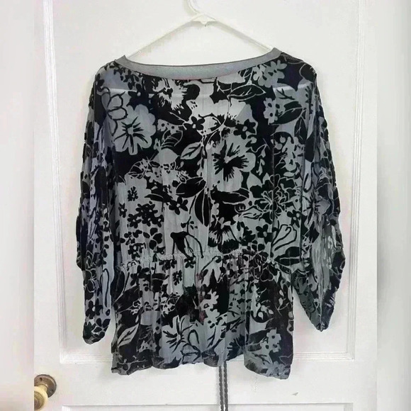 ANTHROPOLOGIE LANGUAGE VELVET BURNOUT SHEER SILK BLOUSE SIZE XS - Picture 3 of 3